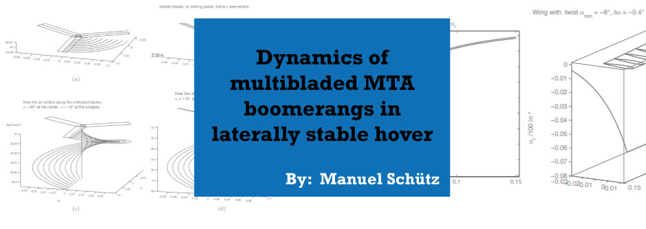 Dynamics of multibladed MTA boomerangs in laterally stable hover